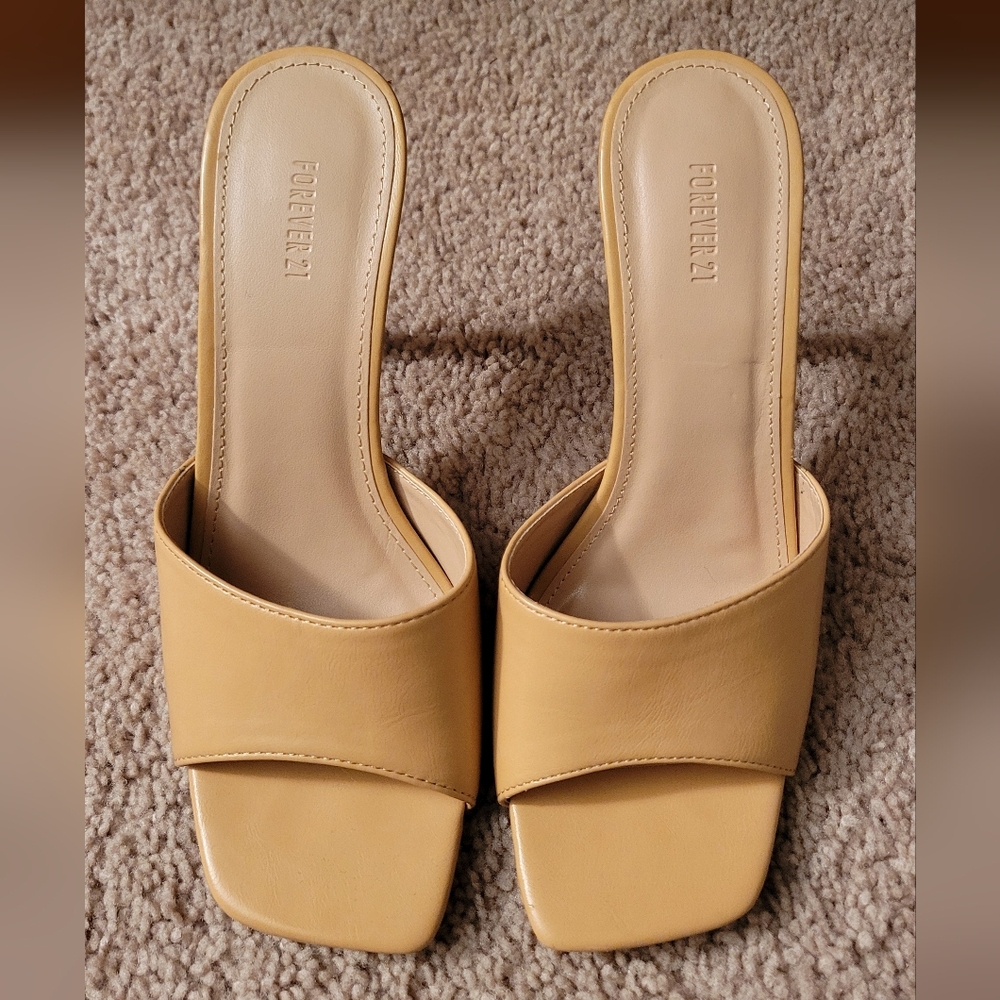 Forever 21 Beige/Tan Slide Heels